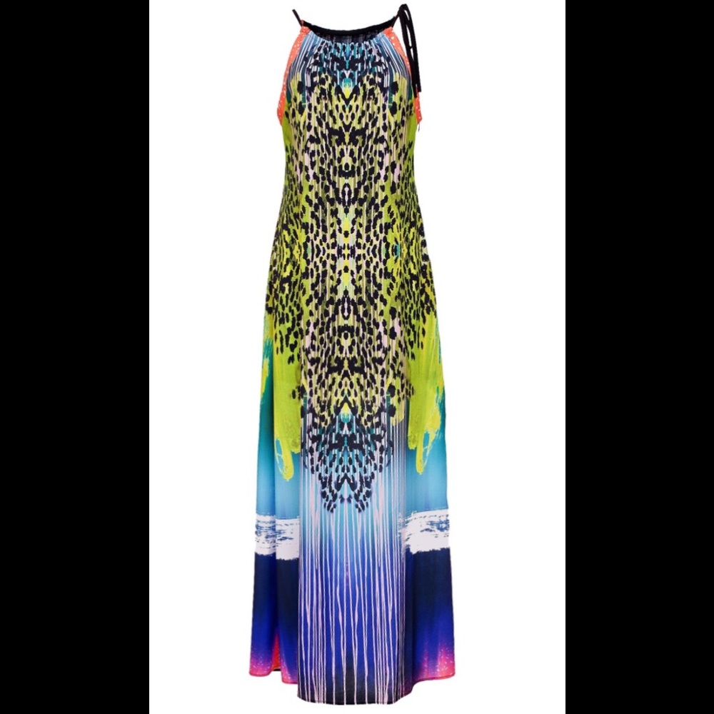Maxi Halter Dress in lime